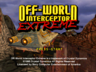 Off-World Interceptor Extreme title screen for Playstation